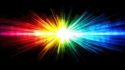 A colorful explosion of light with a white center. The colors are bright and vibrant, creating a sense of energy and excitement