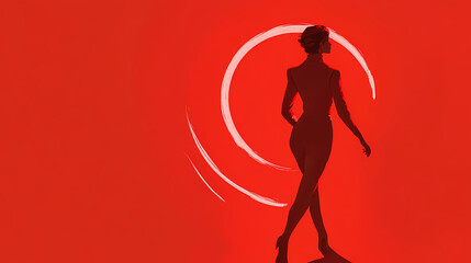 Dashed figure dashed red arrow tracing a figure dashed red circl. Dewshade. Illustration