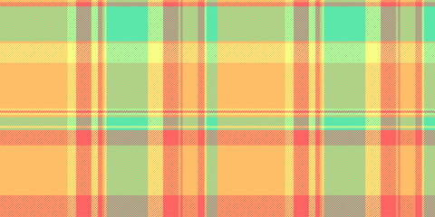 Golf seamless textile plaid, installing fabric texture tartan. Performance pattern vector background check in orange and mint colors.