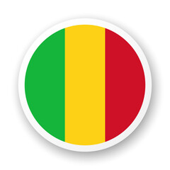 Flag of Mali flat icon. Round vector element with shadow. Best for mobile apps, UI and web design.