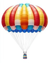 Obraz premium Vibrant colorful parachute billowing in sky for adventure and leisure activities