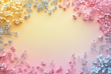 Fototapeta premium Pastel easter floral arrangement with gradient background for spring celebration design