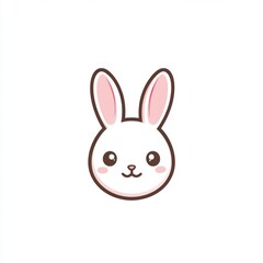 Obraz premium White Rabbit face, isolated, simple background. Possible use for kids media or spring themed designs