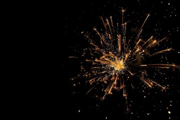 Colorful fireworks on black background for Diwali celebration.