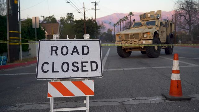 Road Closure Due to Wildfires in Pasadena, California