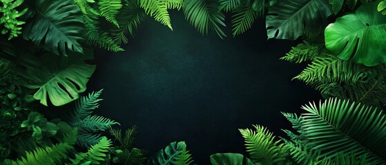 Mysterious dark forest silhouette with vibrant foliage creating a dramatic banner template