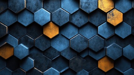 Photo of blue Background with Hexagonal Pattern for Design, Featuring White Space in the Center for Text. Ideal for Banner Templates and Digital Projects. Abstract Minimalist Wallpaper.