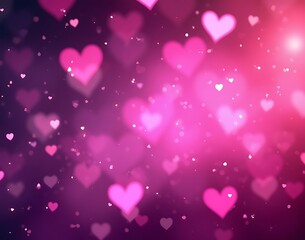 purple pink glitter lights background, hearts overlay