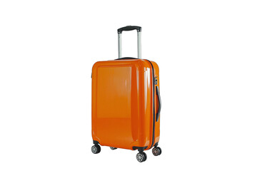 an orange suitcase with wheels and an orange handle PNG image, PNG file, Generative art.