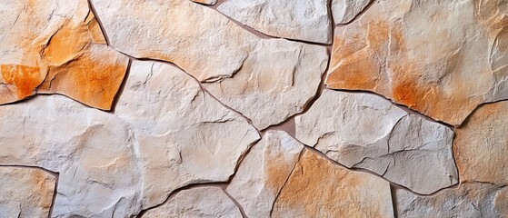 Fototapeta premium Banner template on textured light stone wall with bright and saturated colors