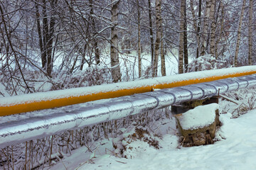 Water supply system supplying village is covered with thermal insulation, frost protection