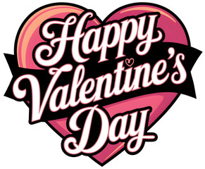 Obraz premium Valentine's Day Greetings 'Happy Valentine's Day' Lettering