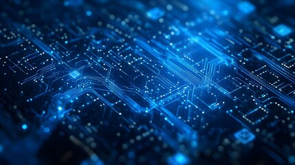 Obraz premium Abstract Blue Digital Circuit Board Technology Background High Resolution Detailed Futuristic Network Design Modern Electronic Pattern 
