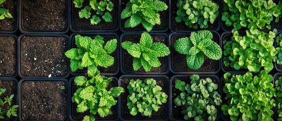 Lush green mint plants thriving in a vibrant garden setup