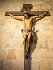 Jesus on the cross in the Braga Cathedral.