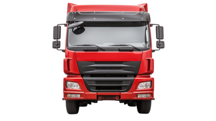 Red Cargo Truck Transportation Logistics Delivery Vehicle Front View