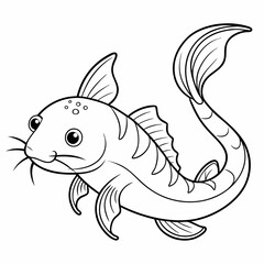 fish coloring page for children, outline, education, line, outline, art, sketch