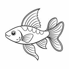 fish coloring page for children, outline, education, line, outline, art, sketch