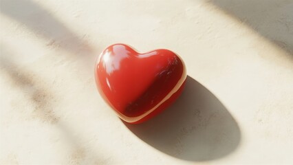 Heart-shaped Red Ornament on Light Surface