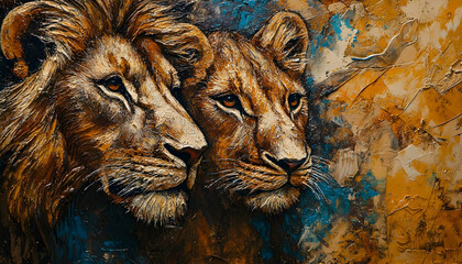 Close up of a lion family