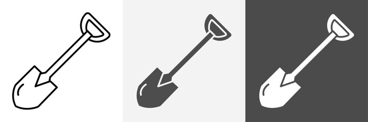 Shovel icon set vector art