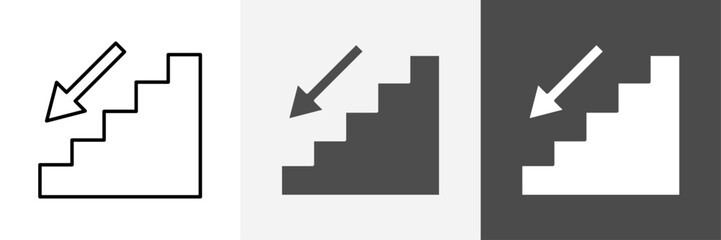 Stairs icon set vector art