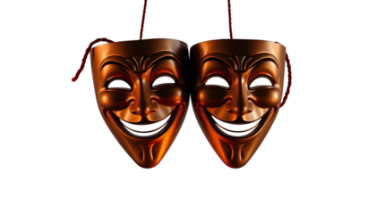 Photo of nabob of theatrical smiling mask isolated on transparent background