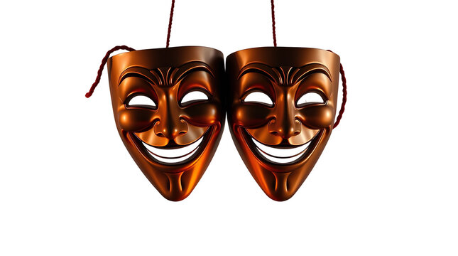 Photo of nabob of theatrical smiling mask isolated on transparent background