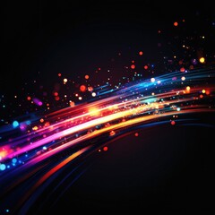 A colorful line of dots with a black background