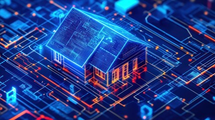 Digital House Model Illustrating Smart Home Technology