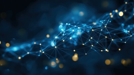 Abstract Network Nodes Connecting In Blue Space