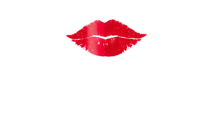 Photo of red lipstick kissing print isolated on transparent background