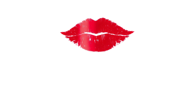 Photo of red lipstick kissing print isolated on transparent background
