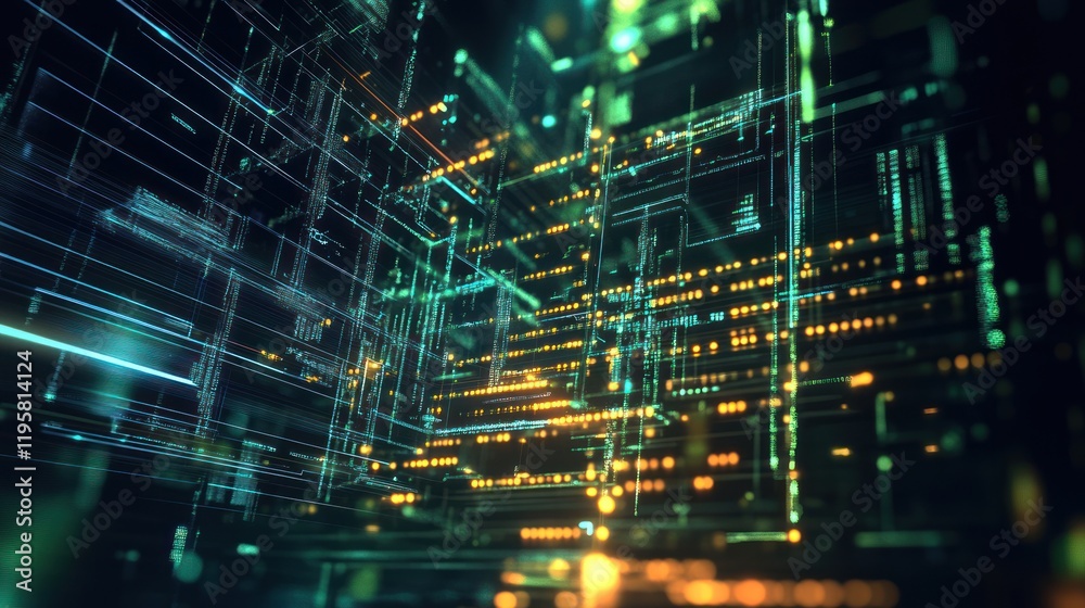 Poster Abstract Digital Data Stream Visualization Flowing