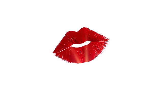 Photo of red lipstick kissing print isolated on transparent background