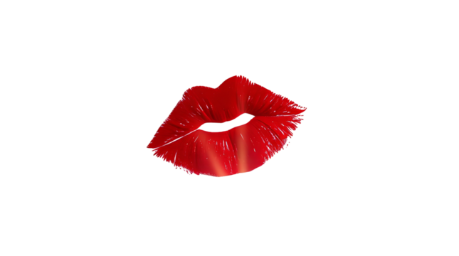 Photo of red lipstick kissing print isolated on transparent background