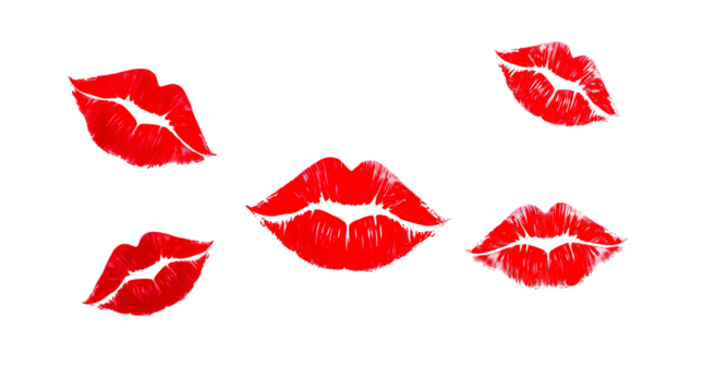 Photo of red lipstick kissing print isolated on transparent background