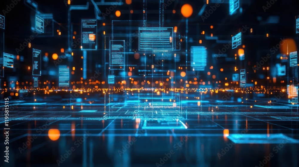 Poster Digital Data Streams Flowing Through Cyberspace