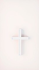 Obraz premium Simple white cross on a light background.