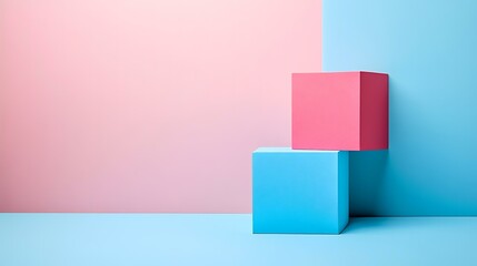 Obraz premium Pastel cubes studio backdrop; product display
