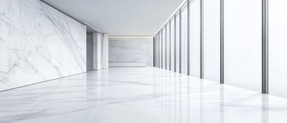 Obraz premium Elegant and modern white marble banner template featuring blank space for text or design needs