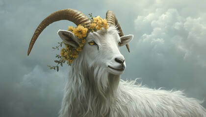 Obraz premium Elegance in the wild, a majestic goat's portrait.
