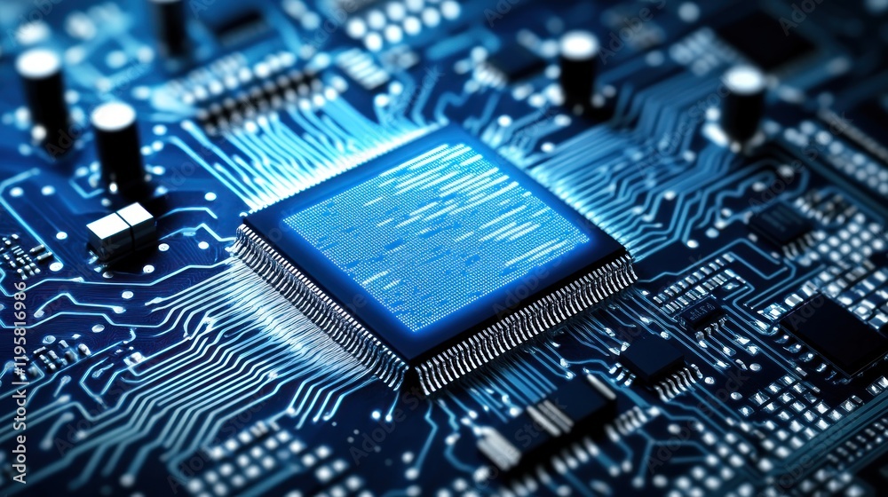 Aufkleber illuminated microchip integrated circuit board technology