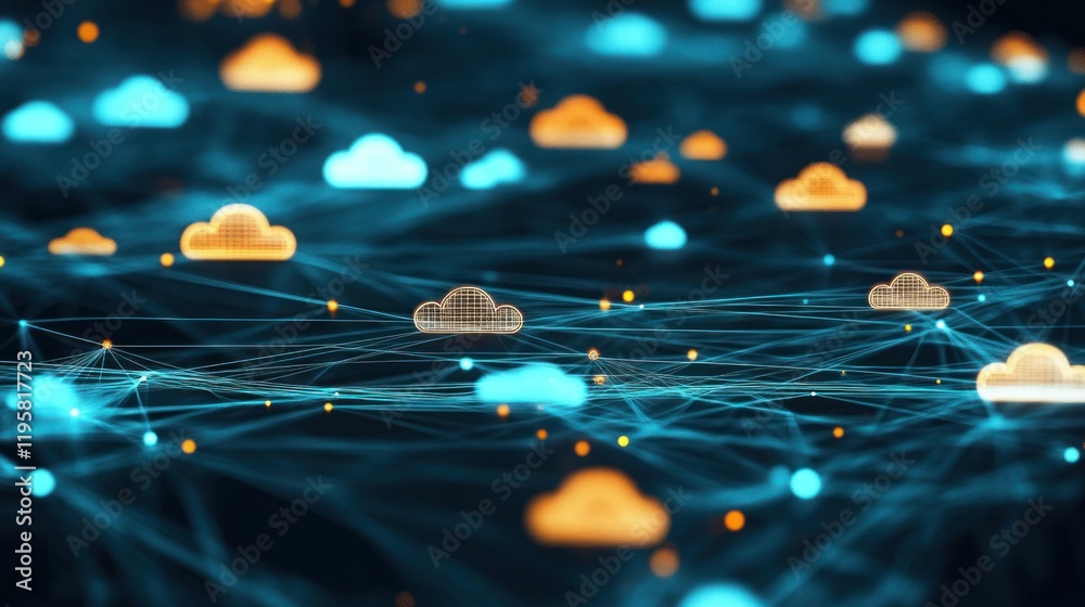 Poster Networked Cloud Computing System Abstract Visualization