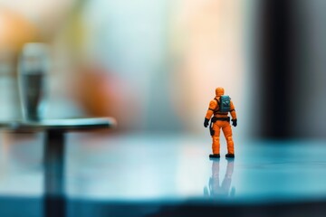 Action figure toy photography concept with blurred background.