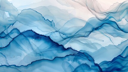 Naklejka premium Aegean teal marble swirl texture with a nautical theme background Coastal living style home decor for summer Seamless pattern featuring fluid blue water flow effect on dyed textile