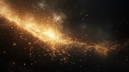 Golden Galaxy Dust Sparkles Across Dark Space