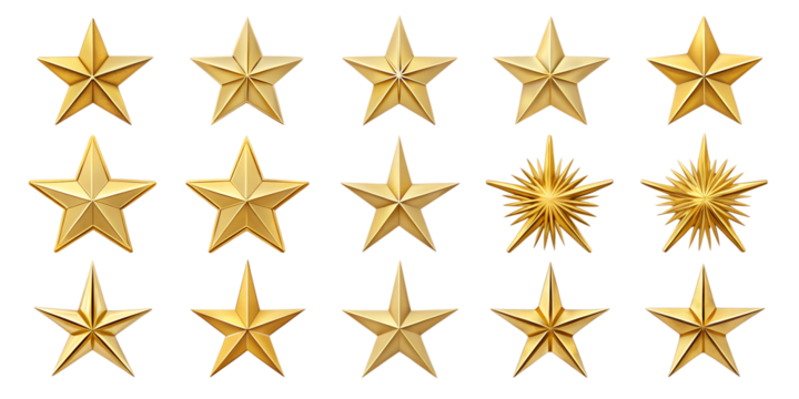 golden stars isolated on white