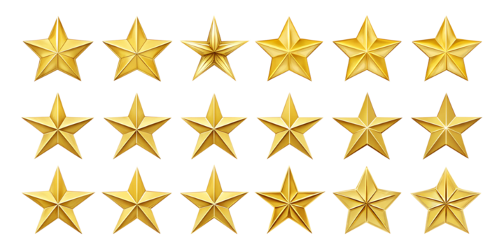 set of golden stars isolated