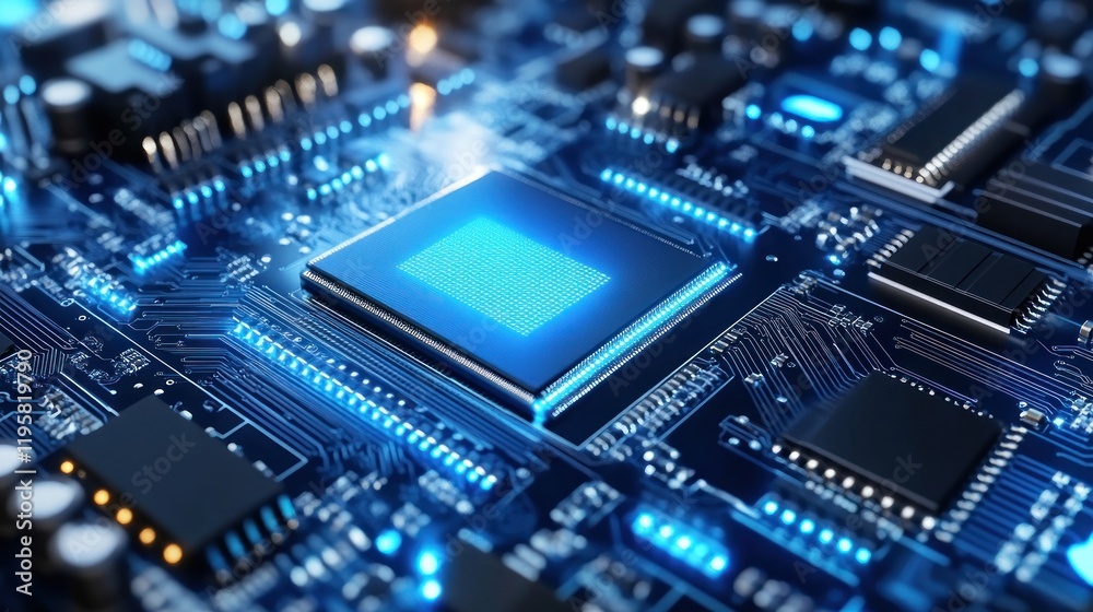 Aufkleber illuminated central processing unit on circuit board